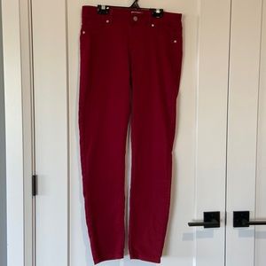 Womens Nygard Jeggings Jeans Size 10 Burgandy Deep Red Button No Zipper Stretchy